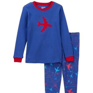 LEVERET NWT Airplane 2 Piece Pajama Set 100%Cotton